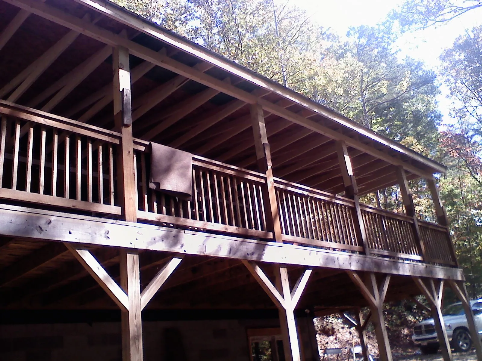 Timber framing under a new elevated porch and deck — Roof Leak Repair in Circleville by Roofing Brothers